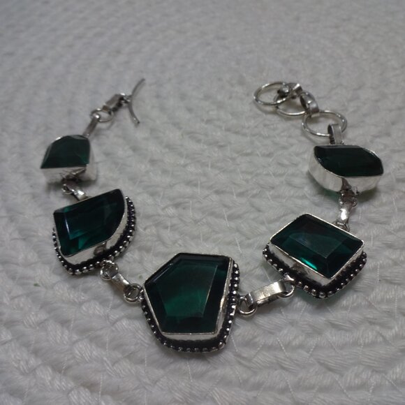 Beautiful APATITE Handmade Sterling 925 Bracelet Size 8" #793C - Picture 2 of 3